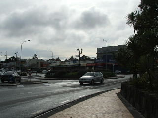 Roundabout with car. 