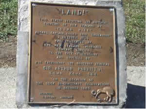 Statue plaque. 