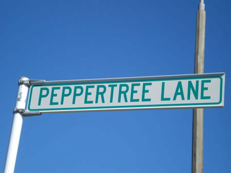 Peppertree Lane sign photo. 