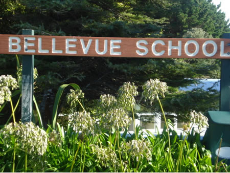Bellevue School sign. 