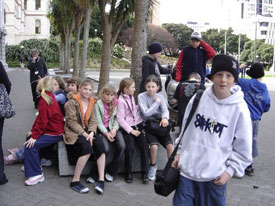 Students outside parliament. 