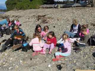 Photo of children conducting research. 