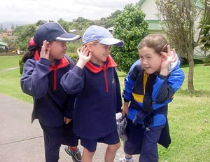 5. Girls Listening: The girls listening for noise pollution.