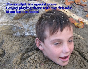 Liam in the sandpit. 