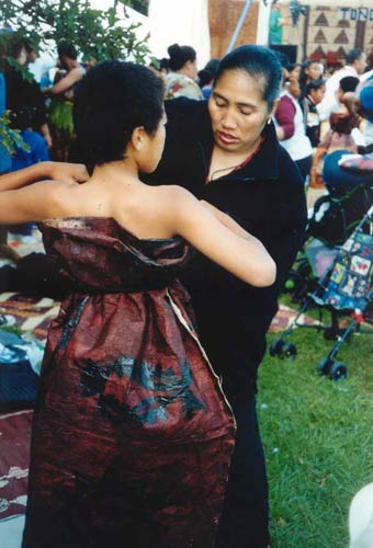 What Tongan Boys Wear: This is Asilusi in his Tongan Costume. Photograph Copyright Lyn Potter 2003