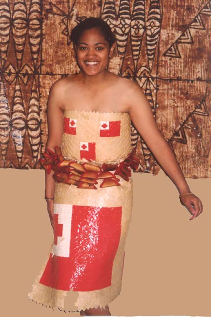 Christina wearing the Tongan Flag costume