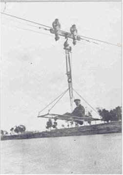 Flying fox transportation over the river