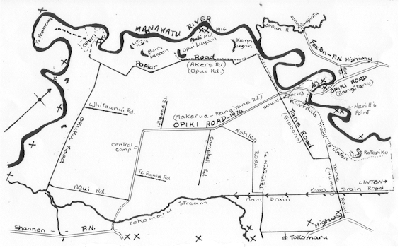 Sketch map of the Opiki area